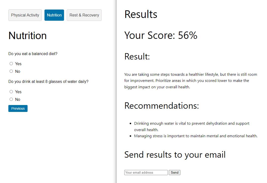 wordpress quiz plugin results screenshot