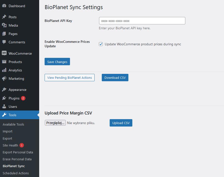 bioplanet sync settings