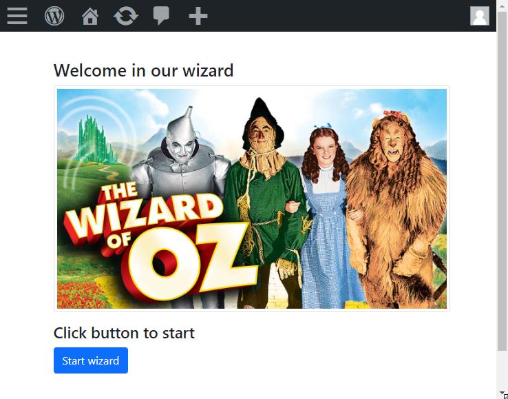 wordpress wizard configurator welcome page