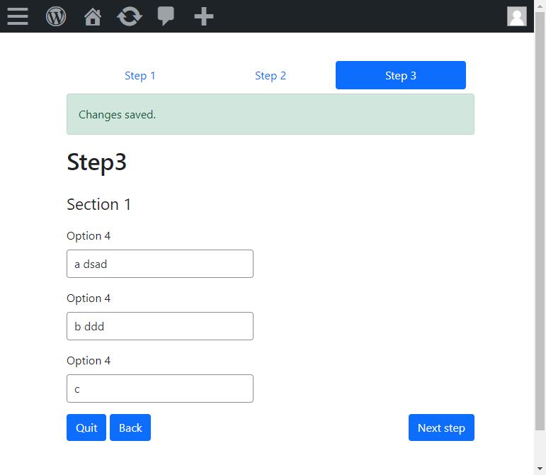 wizard configurator steps