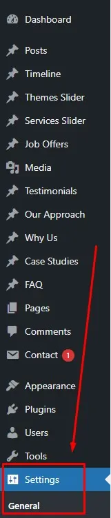 WordPress options panel